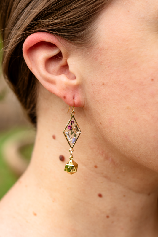 Floral Rhombus D20 Earrings