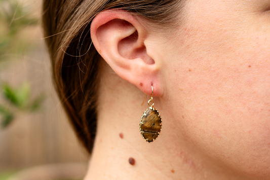 Wooden Stone Earrings