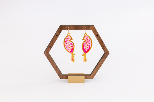 Pink Floral Finch Earrings