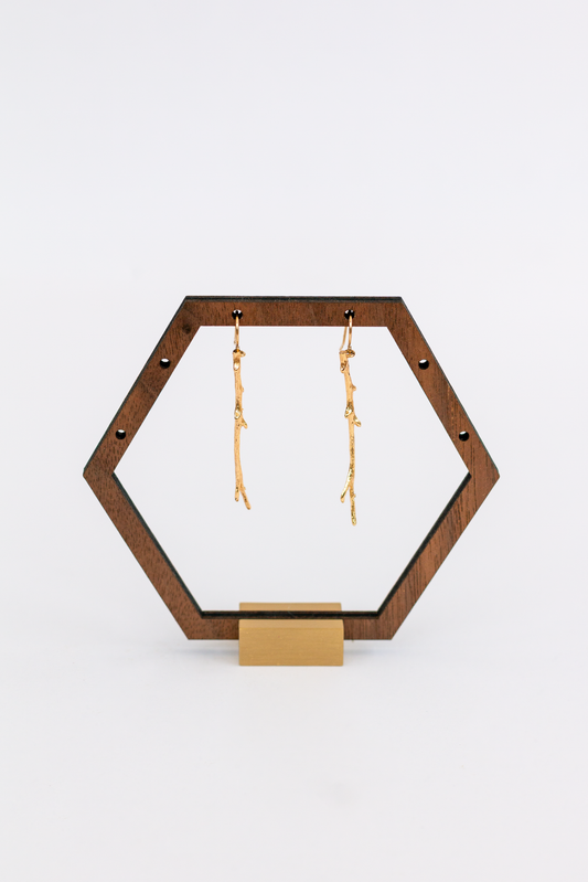 Simple Branch Gold Earrings